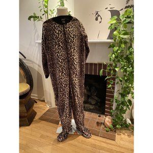 Nick & Nora L Pajamas Fleece Sleepwear Footed PJ Unionsuit Leopard Cheetah Cat